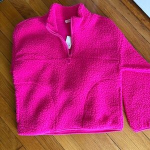 GAP Bright Hot Pink Sherpa Half-Zip Jacket